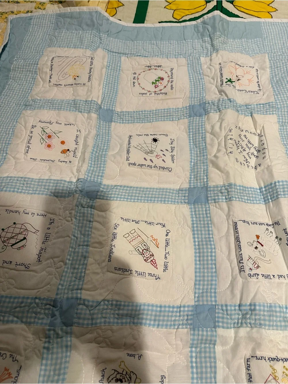 Handmade Blue and White Patchwork Baby Quilt